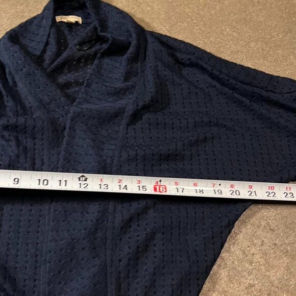 lily white Sweater Knit Mesh Cocoon Cardigan Midnight Blue Women’s Sz M - Picture 7 of 8